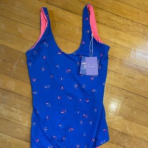 Kitty and vibe one piece reversible swimsuit sz large long (LL) NWT